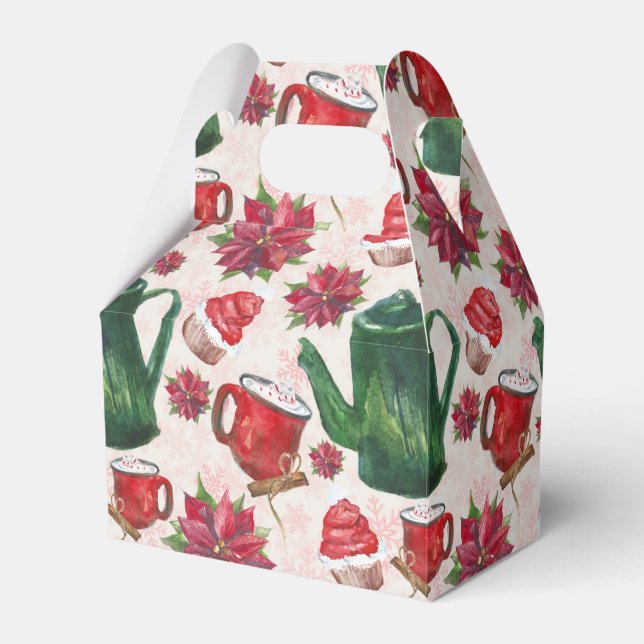 Caja Para Regalos fiesta de té navideño acuarela (Front Side)