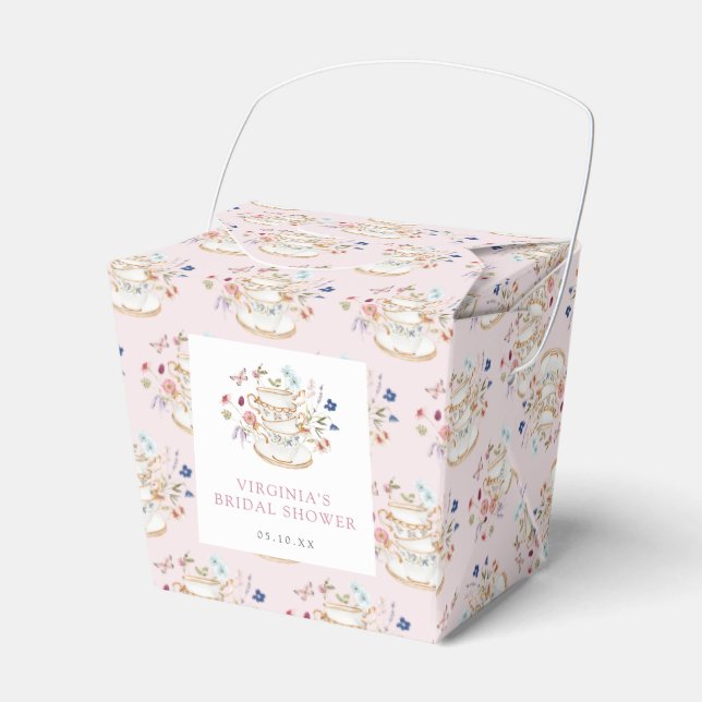 Caja Para Regalos Fiesta de té rosa ducha de novia (Front Side)