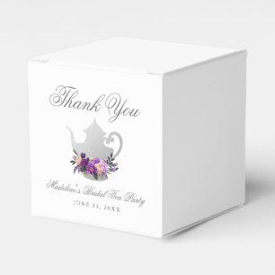 Caja Para Regalos Fiesta de té violeta morado de plata de novia