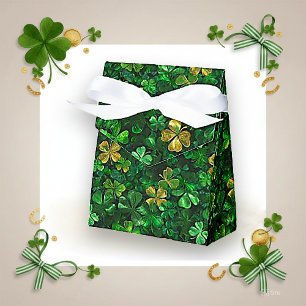 Caja Para Regalos Fiesta de trébol verde y oro afortunado