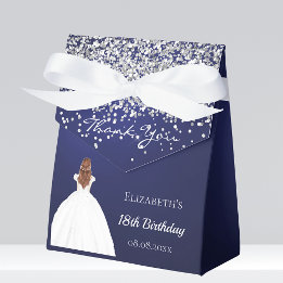 Caja Para Regalos Fiesta de vestido blanco azul marino de cumpleaños