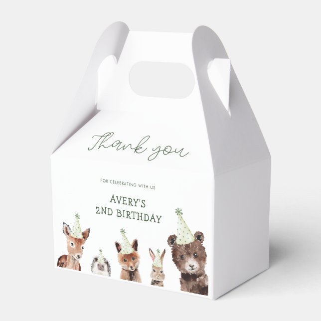 Caja Para Regalos Fiesta de Woodland Animales Cumpleaños (Front Side)