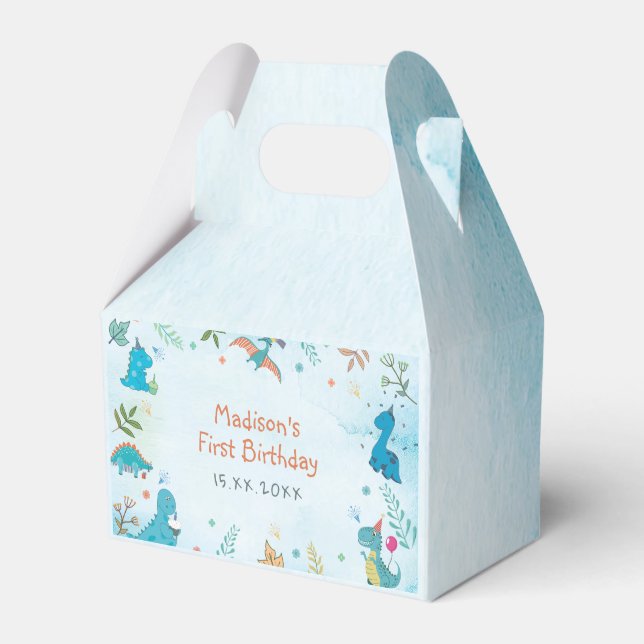 Caja Para Regalos Fiesta del primer cumpleaños de Cute Dinosaur (Front Side)