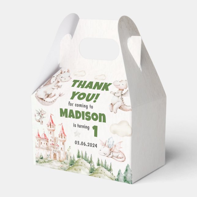 Caja Para Regalos Fiesta del primer cumpleaños de Cute Dragon (Front Side)