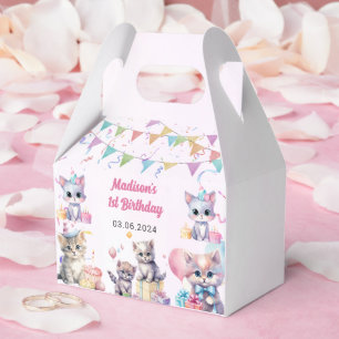Caja Para Regalos Fiesta del primer cumpleaños de Cute Kitty Cat
