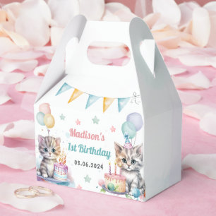 Caja Para Regalos Fiesta del primer cumpleaños de Cute Kitty Cat