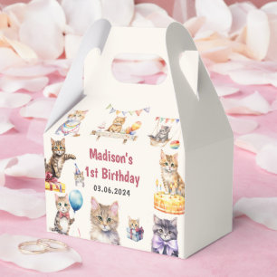 Caja Para Regalos Fiesta del primer cumpleaños de Cute Kitty Cat