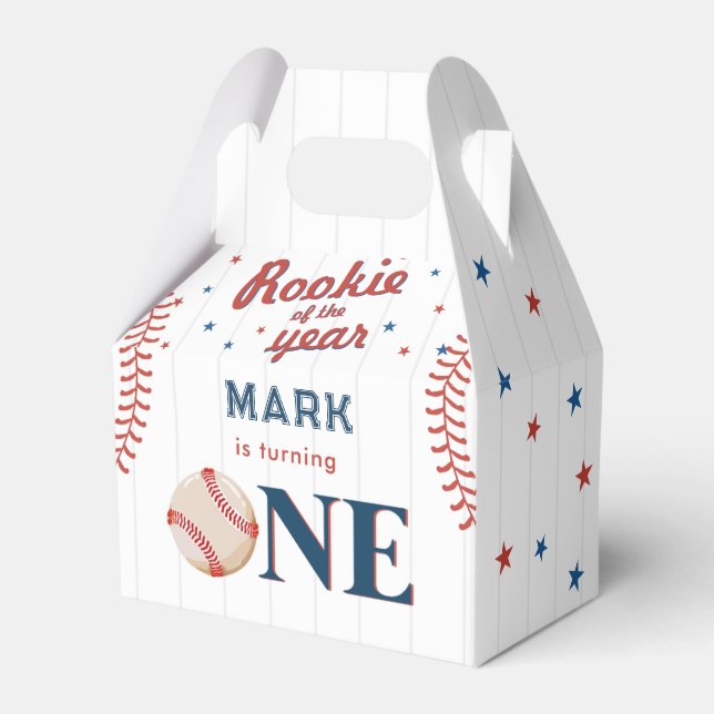 Caja Para Regalos Fiesta del primer cumpleaños del beisbol Rookie of (Front Side)