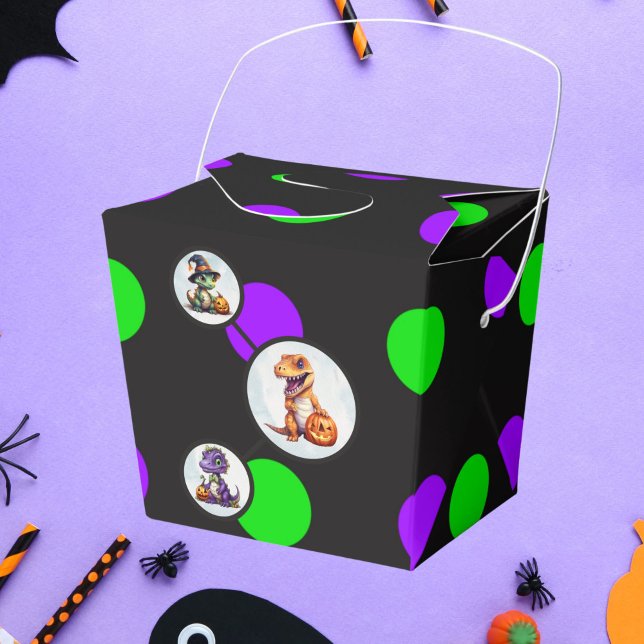 Caja Para Regalos Fiesta Dino-Mash de los dinosaurios de Halloween (Halloween Dinosaur Favor Box)