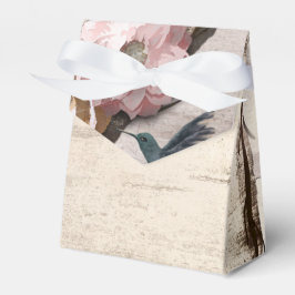 Caja Para Regalos Fiesta Floral de Abedul Blanco Rústico y Colibrí