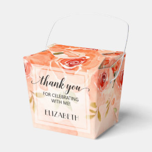 Caja Para Regalos Fiesta floral de acuarela naranja