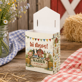 Caja Para Regalos Fiesta infantil de granja rústica para segundo cum