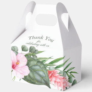 Caja Para Regalos Fiesta Luau Tropical Colorido Floral Acuarela