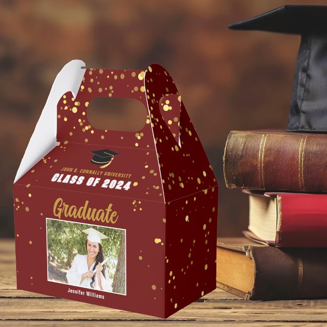 Caja Para Regalos Fiesta Maroon Gold College Graduación Foto 2025 (Subido por el creador)