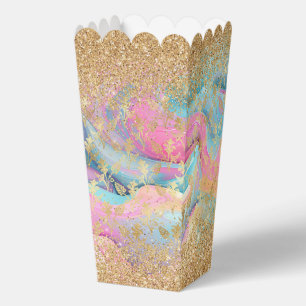 Caja Para Regalos Fiesta moderna rosa azul y dorado remolino