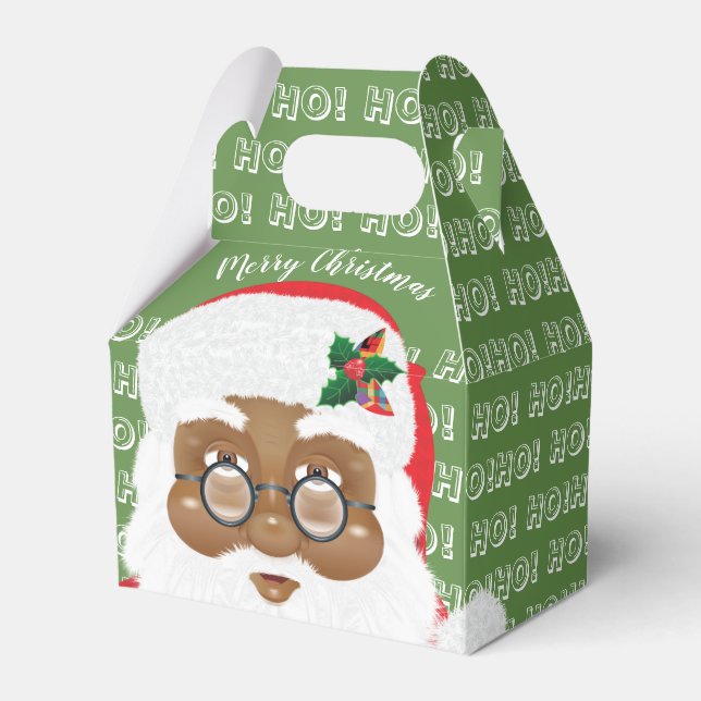 Caja Para Regalos Fiesta navideña de los Santa Navidades afroamerica (Front Side)