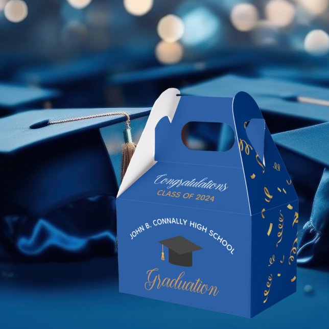 Caja Para Regalos Fiesta Personalizado de Blue Graduation 2025 Gold  (Subido por el creador)