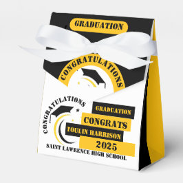 Caja Para Regalos Fiesta Personalizado de graduación amarilla en bla