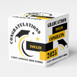 Caja Para Regalos Fiesta Personalizado de graduación amarilla en bla