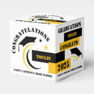 Caja Para Regalos Fiesta Personalizado de graduación amarilla en bla