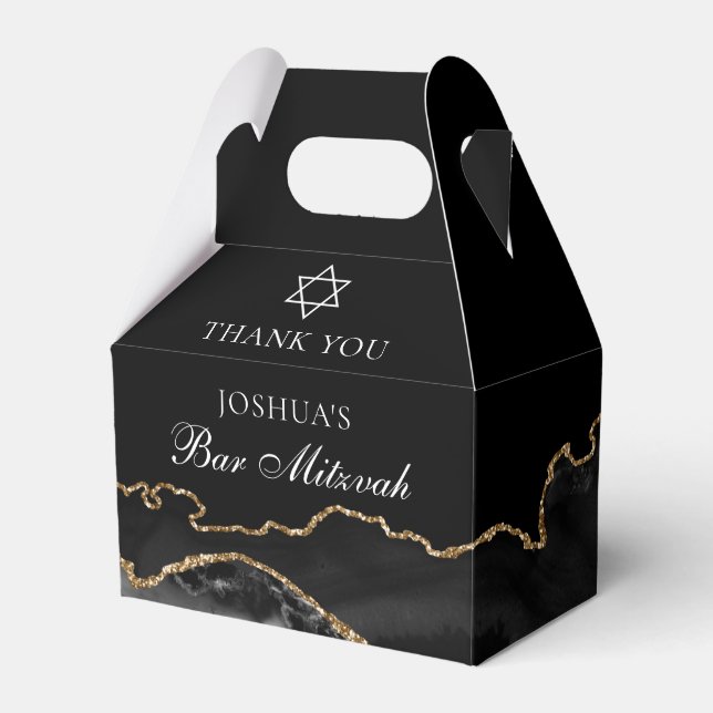 Caja Para Regalos Fiesta personalizado de la barra de oro negra Mitz (Front Side)