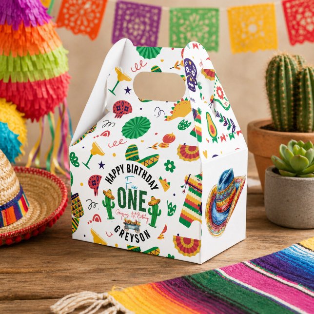 Caja Para Regalos Fiesta Primero | Cumpleaños número 1 (Fiesta First | 1st Birthday Party Favor Boxes)