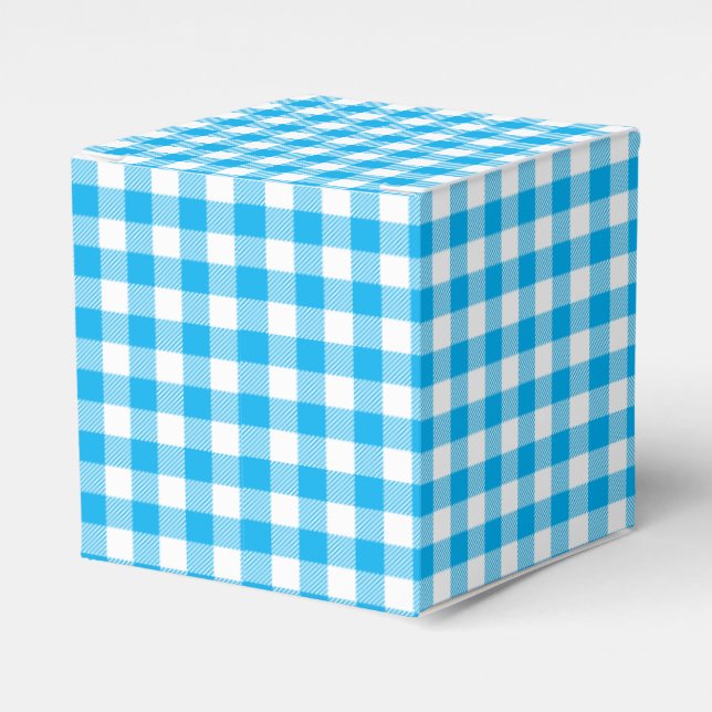 Caja Para Regalos Fiesta Rústico Blue Plaid Gingham Country Wedding (Costado Anverso)