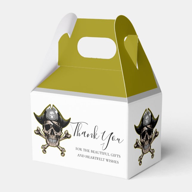 Caja Para Regalos Fiesta temática pirata adulto Cross Bones Favor Bo (Front Side)