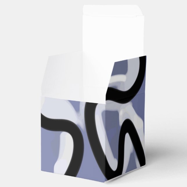 Caja Para Regalos Figura con Línea: Azul abstracto, Naranja, B y W (Abierto)