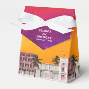 Caja Para Regalos Fila de Arcoíris de Miami Beach Boda de Palma de C