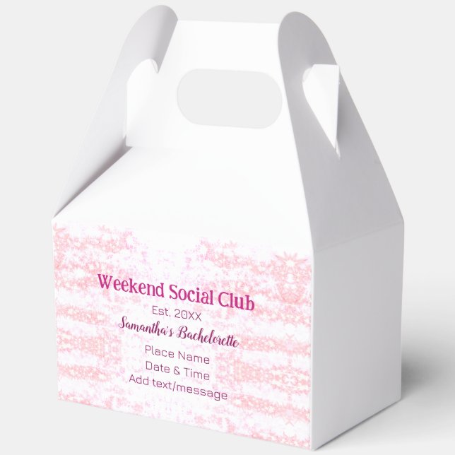 Caja Para Regalos Fin de semana Club Social purpurina rosa parte de  (Reverso )