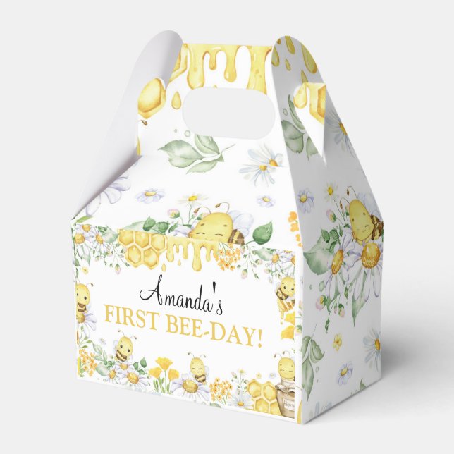 Caja Para Regalos First Bee Day Floral Honey Bee Birthday Party (Front Side)