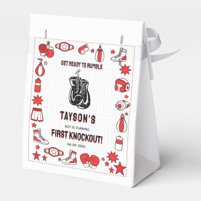 Caja Para Regalos First Knockout Boxing 1st Birthday – Fun Kids  (Reverso)