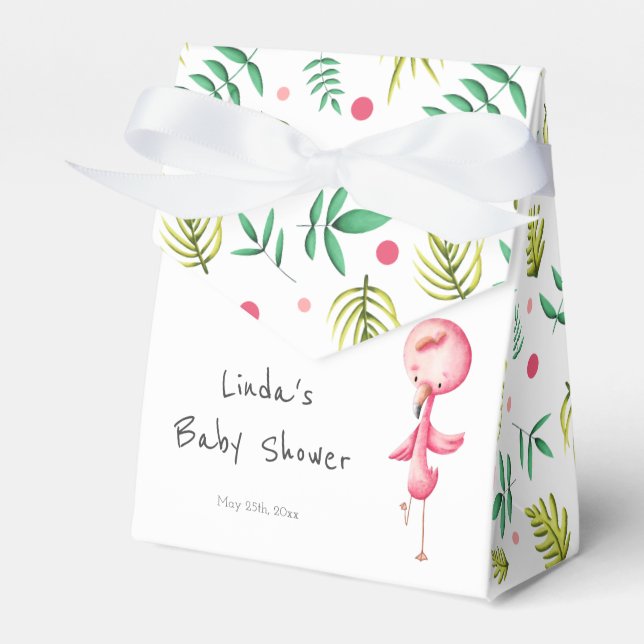 Caja Para Regalos Flamingo floral tropical Baby Shower personalizado (Front Side)