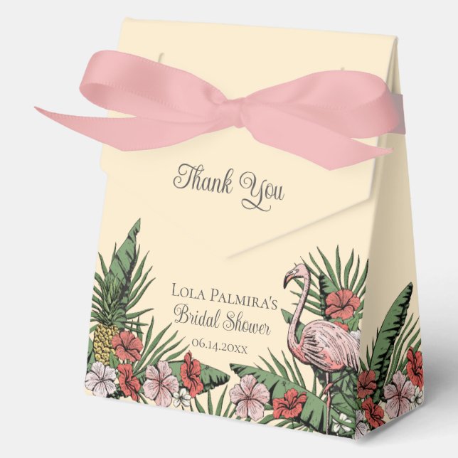 Caja Para Regalos Flamingo rosa floral de ducha tropical de novia (Anverso)