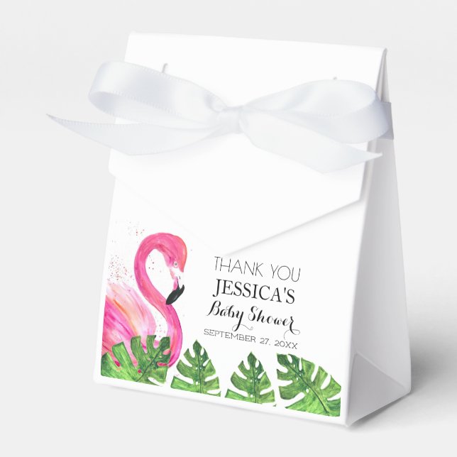 Caja Para Regalos Flamingo Tropical deja Fiesta de Baby Shower (Front Side)