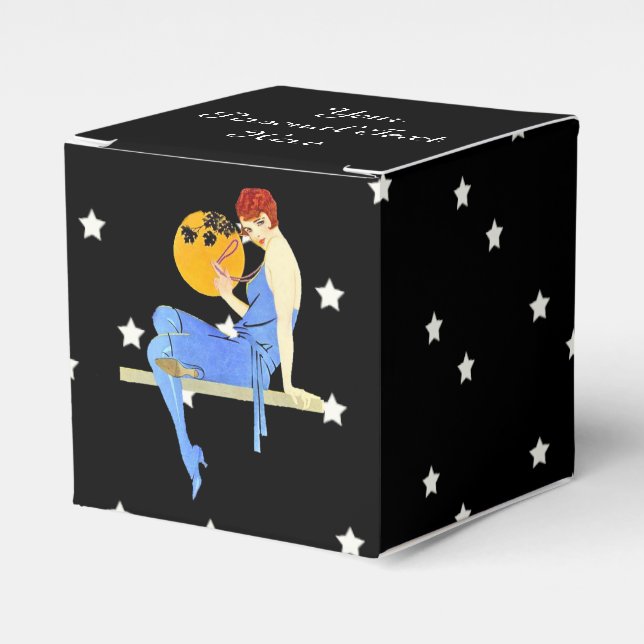 Caja Para Regalos Flapper Lady Red Hair Blue Vress en la concha de l (Costado Anverso)