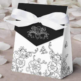 Caja Para Regalos Fleur de lis boda blanco y negro