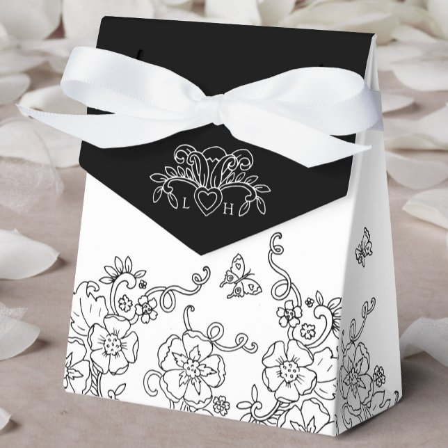 Caja Para Regalos Fleur de lis boda blanco y negro (Subido por el creador)
