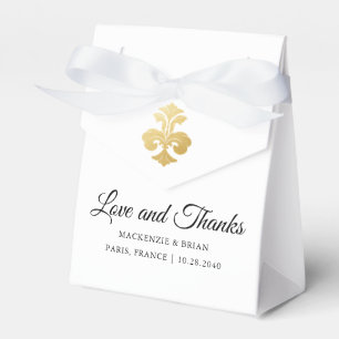 Caja Para Regalos Fleur de Lis Love Gracias Boda Gold