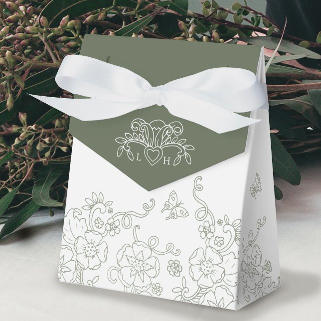Caja Para Regalos Fleur de lis sage boda verde y blanco (Subido por el creador)