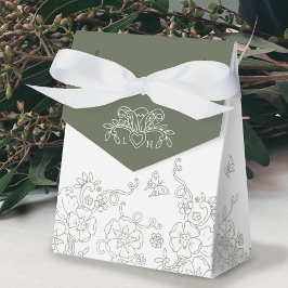 Caja Para Regalos Fleur de lis sage boda verde y blanco