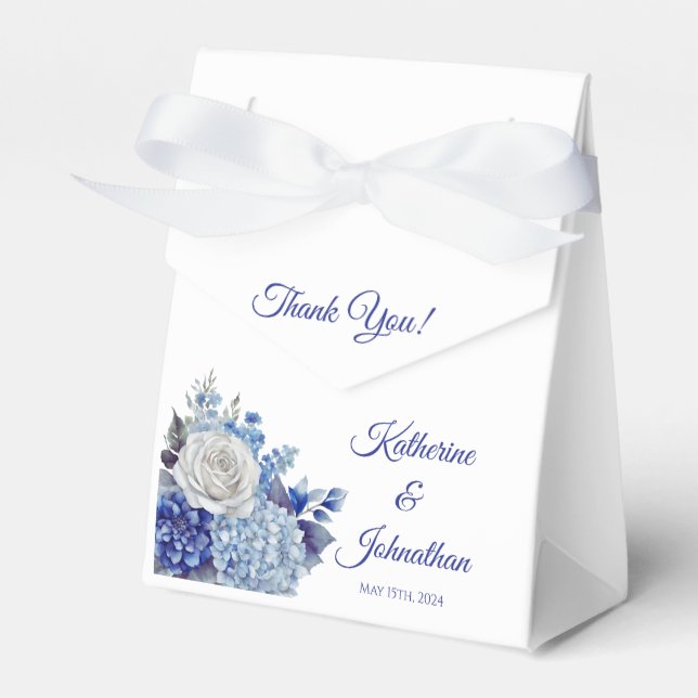 Caja Para Regalos Flor azul acuarela Boda Gracias (Front Side)