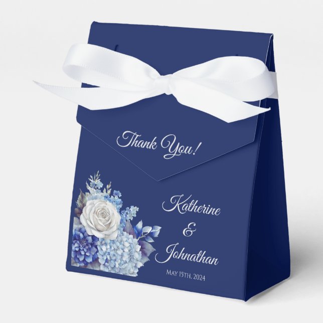 Caja Para Regalos Flor azul acuarela Boda Gracias (Front Side)