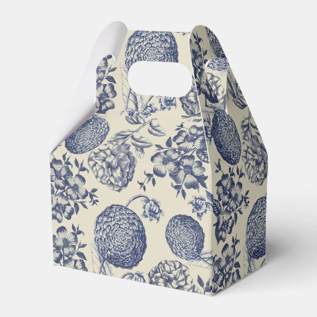 Caja Para Regalos Flor azul anticuada impresa floral (Front Side)