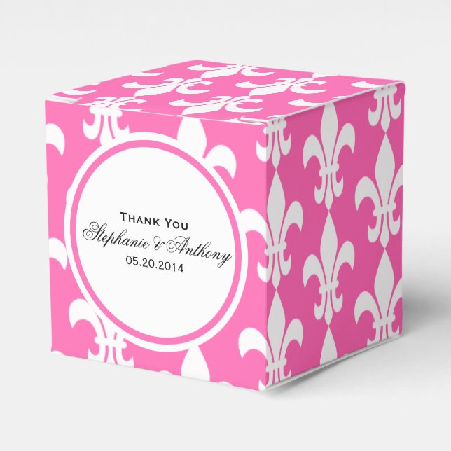 Caja Para Regalos Flor blanca y rosa caliente de Lis gracias (Costado Anverso)