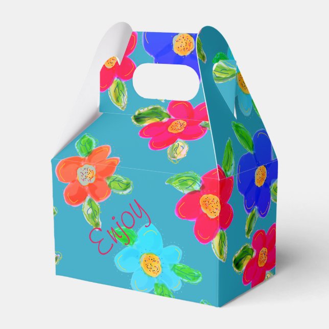 Caja Para Regalos Flor Colorida Patterada (Front Side)