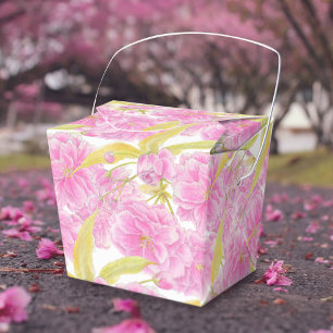 Caja Para Regalos Flor de cerezo rosa acuarela con estampado