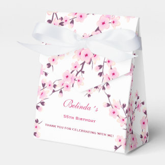 Caja Para Regalos Flor de Cerezo Rosa Blanco | Cumpleaños Personaliz