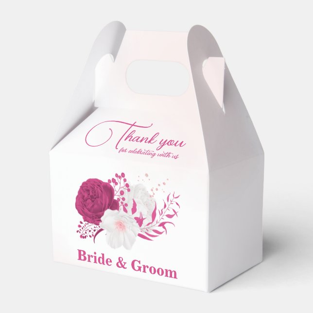 Caja Para Regalos flor de fucsia boda botánico (Front Side)